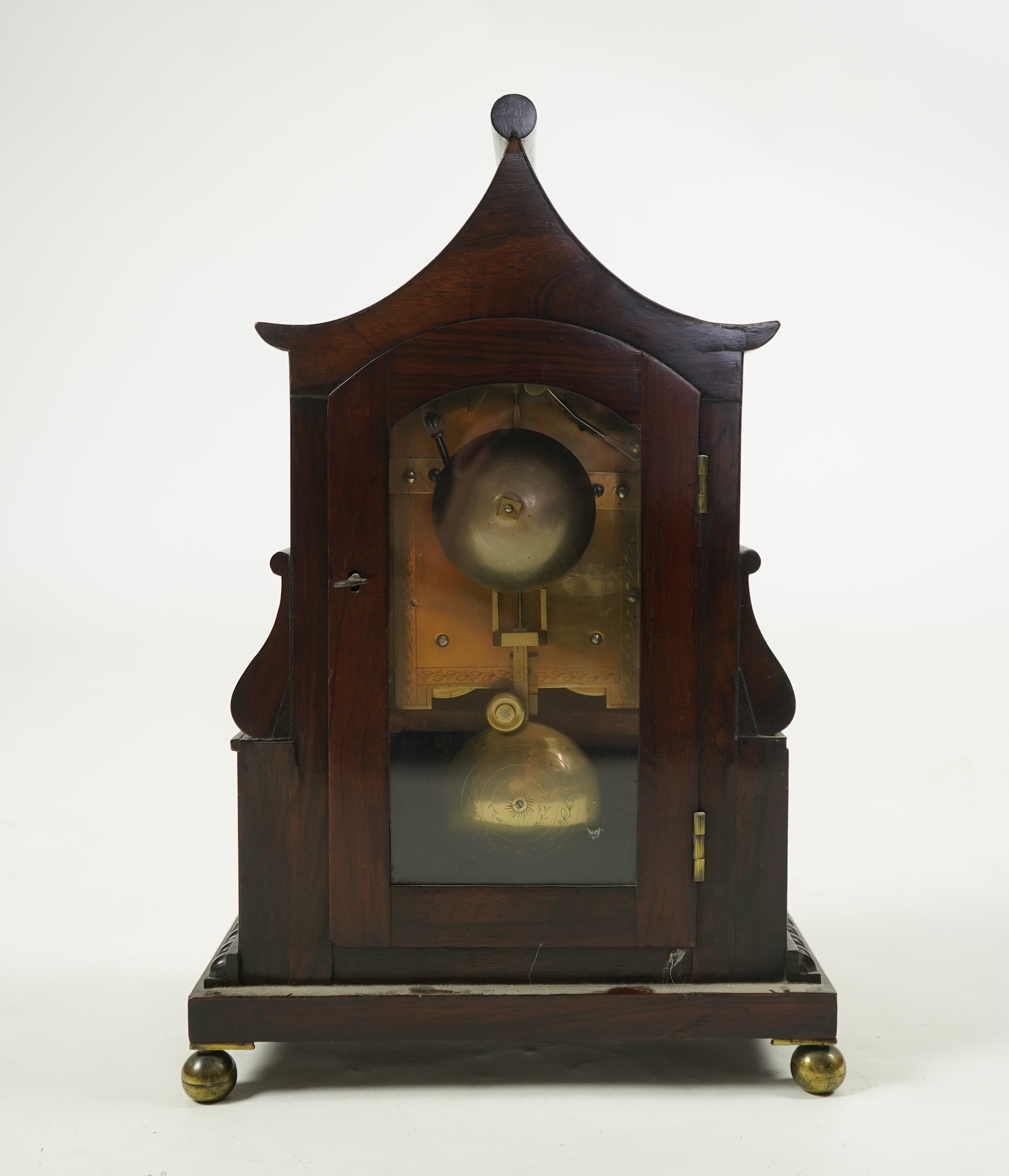 A Regency rosewood double fusee bracket clock, by C. Harris, Cornhill, London